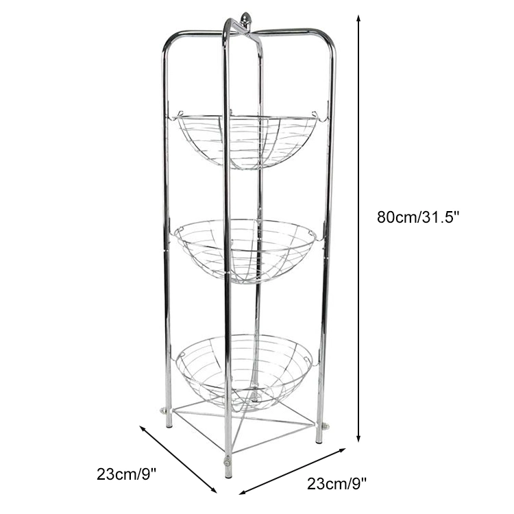 Kitchen Organizer Shelf Metal Fruit Vegetable Holder Storage Cart 3 Tier Household Storage Rack Fruit Basket Trolley