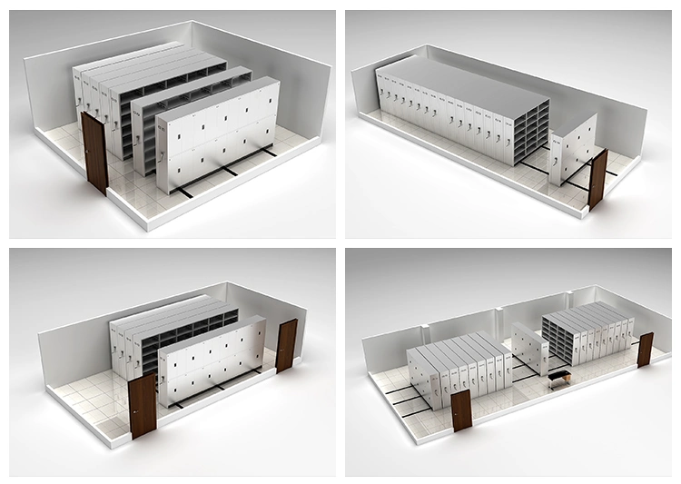 High Density Manual Mobile Shelving Bank Hospital Library Archive Mechanical Mobile Compactor