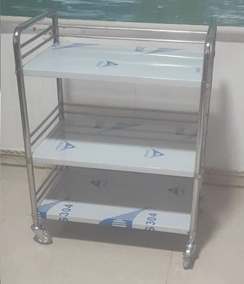 Medical Treatment Trolley with Three Shelves Dressing Trolley Medical Trolley