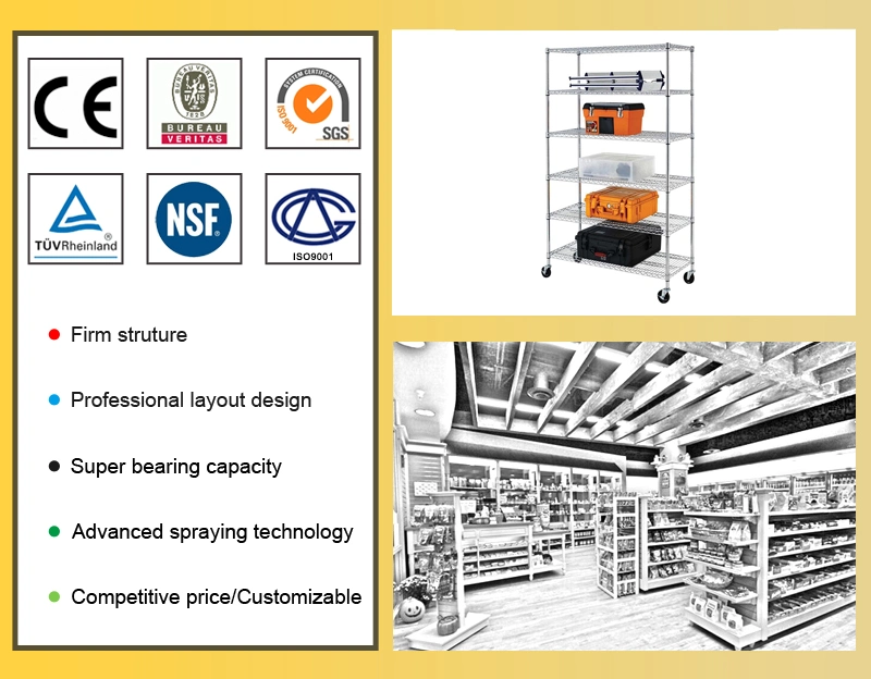 Hot Selling Chrome Kitchen Steel Display Wire Shelving