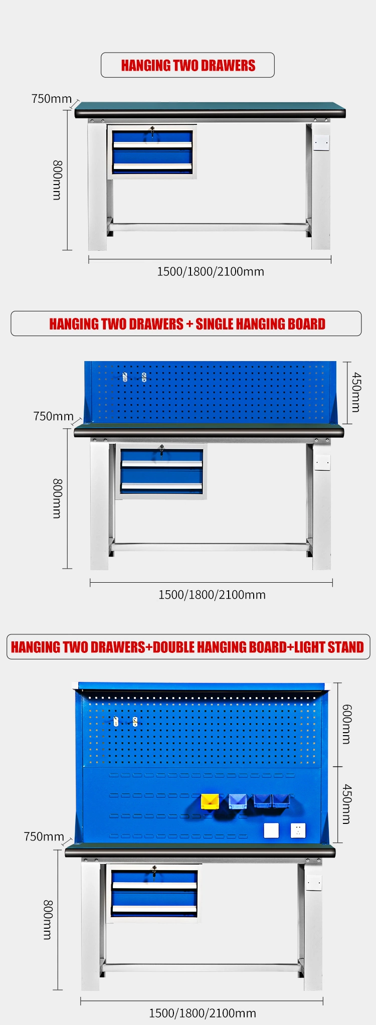 Garage Storage Cabinet Table Wall Mounted Metal Work Bench Garage Workbench Pegboard Hooks