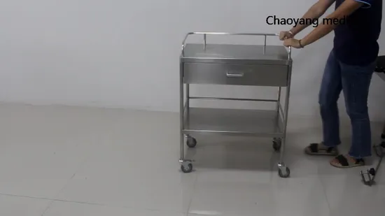선반 1개 서랍 1개 스테인레스 스틸 의료용 트롤리 Cy