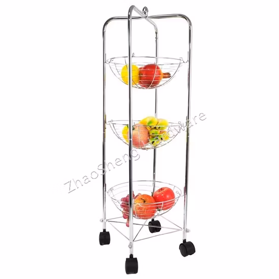 주방 주최자 선반 금속 과일 야채 홀더 보관 카트 3 계층 가정용 보관 랙 과일 바구니 트롤리