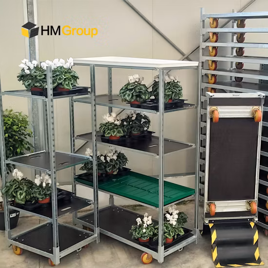 공장 제조 덴마크 정원 디스플레이 꽃 식물 카트 트롤리 선반